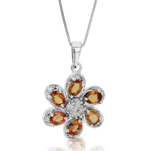 1 cttw Pendant Necklace, Orange Sapphire Pendant Necklace for Women in .925 Sterling Silver, 18 Inch Chain, Prong Setting