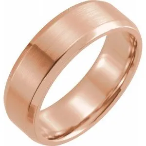 10K Rose 7 mm Beveled-Edge Band with Satin Finish Size 11