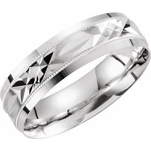 10K White 6 mm Grooved Band Size 10.5