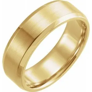 10K Yellow 7 mm Beveled-Edge Band with Satin Finish Size 10
