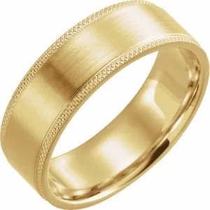 10K Yellow 7 mm Flat Knurled Edge Band with Satin Finish Size 10