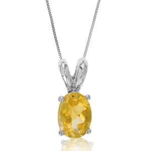 1.20 cttw Pendant Necklace, Citrine Oval Pendant Necklace for Women in .925 Sterling Silver with Rhodium, 18 Inch Chain, Prong Setting