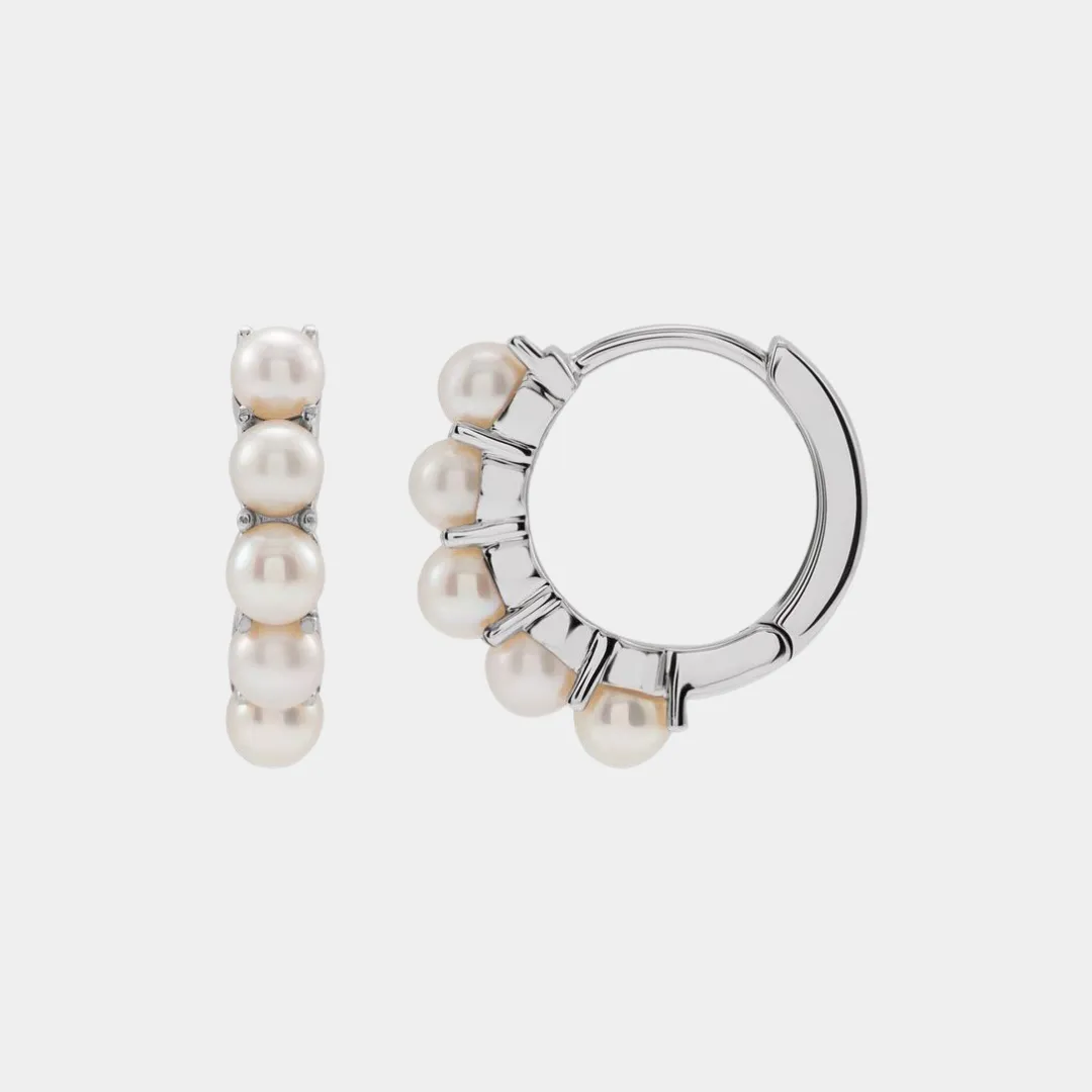 14K Freshwater Cultured Pearl Huggies