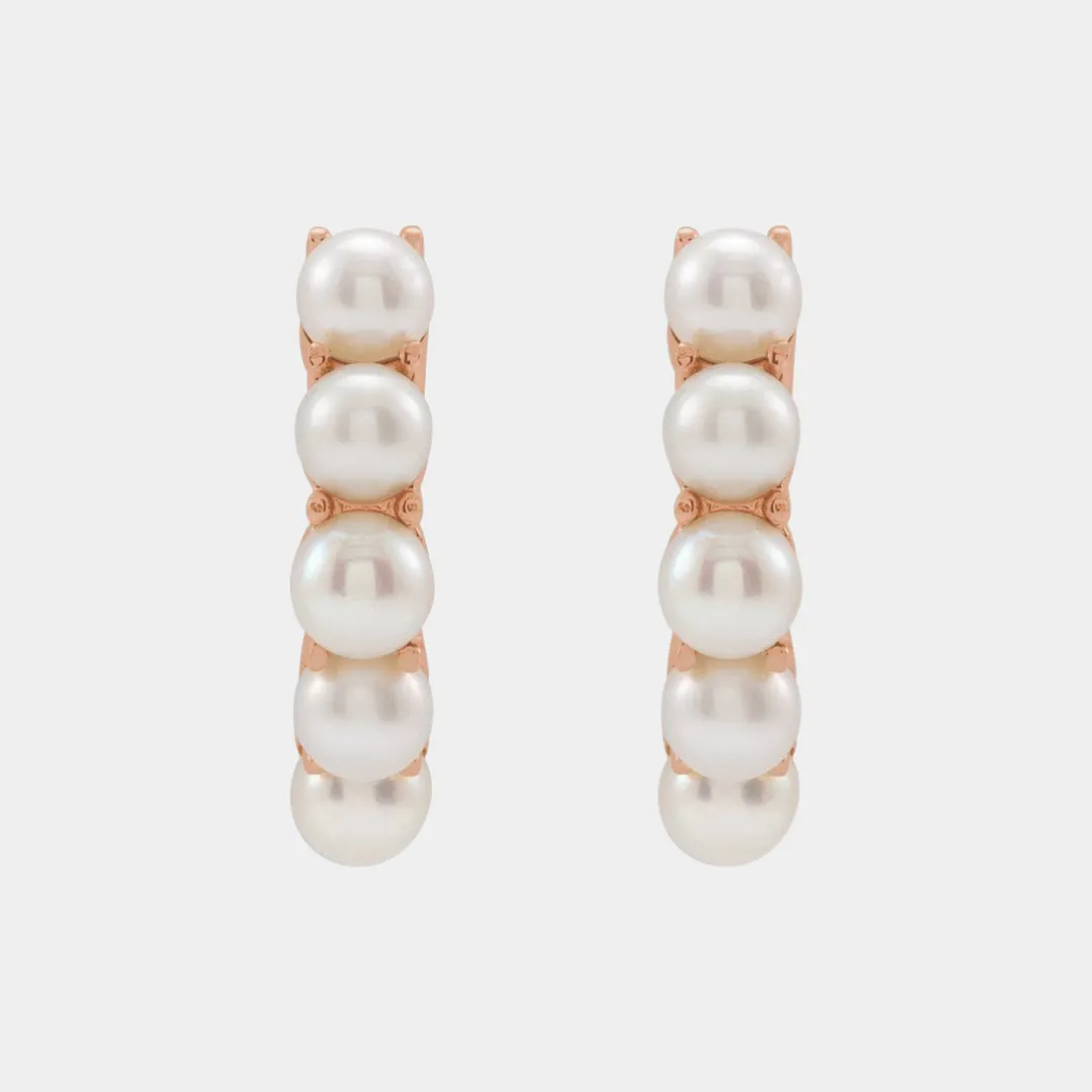 14K Freshwater Cultured Pearl Huggies