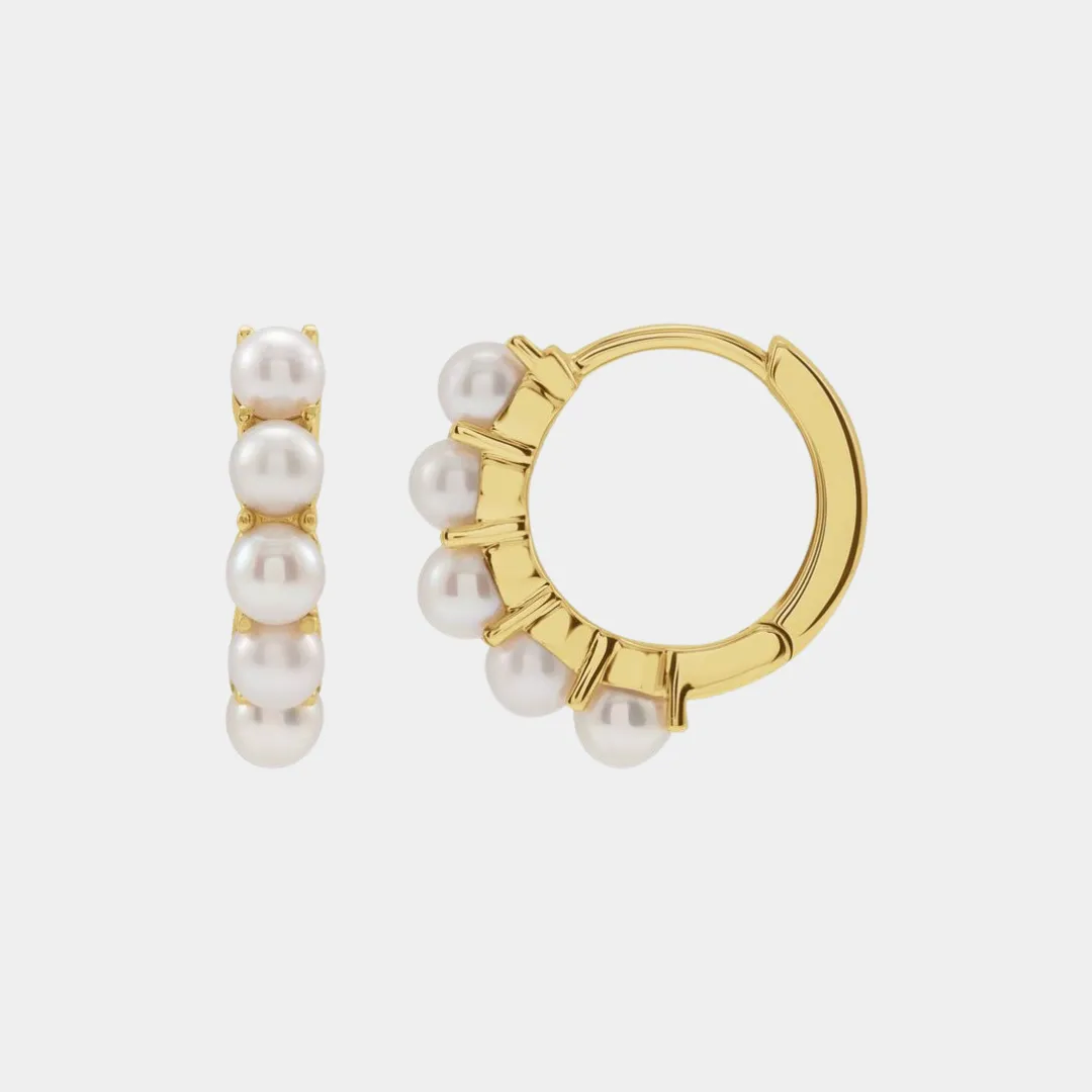 14K Freshwater Cultured Pearl Huggies