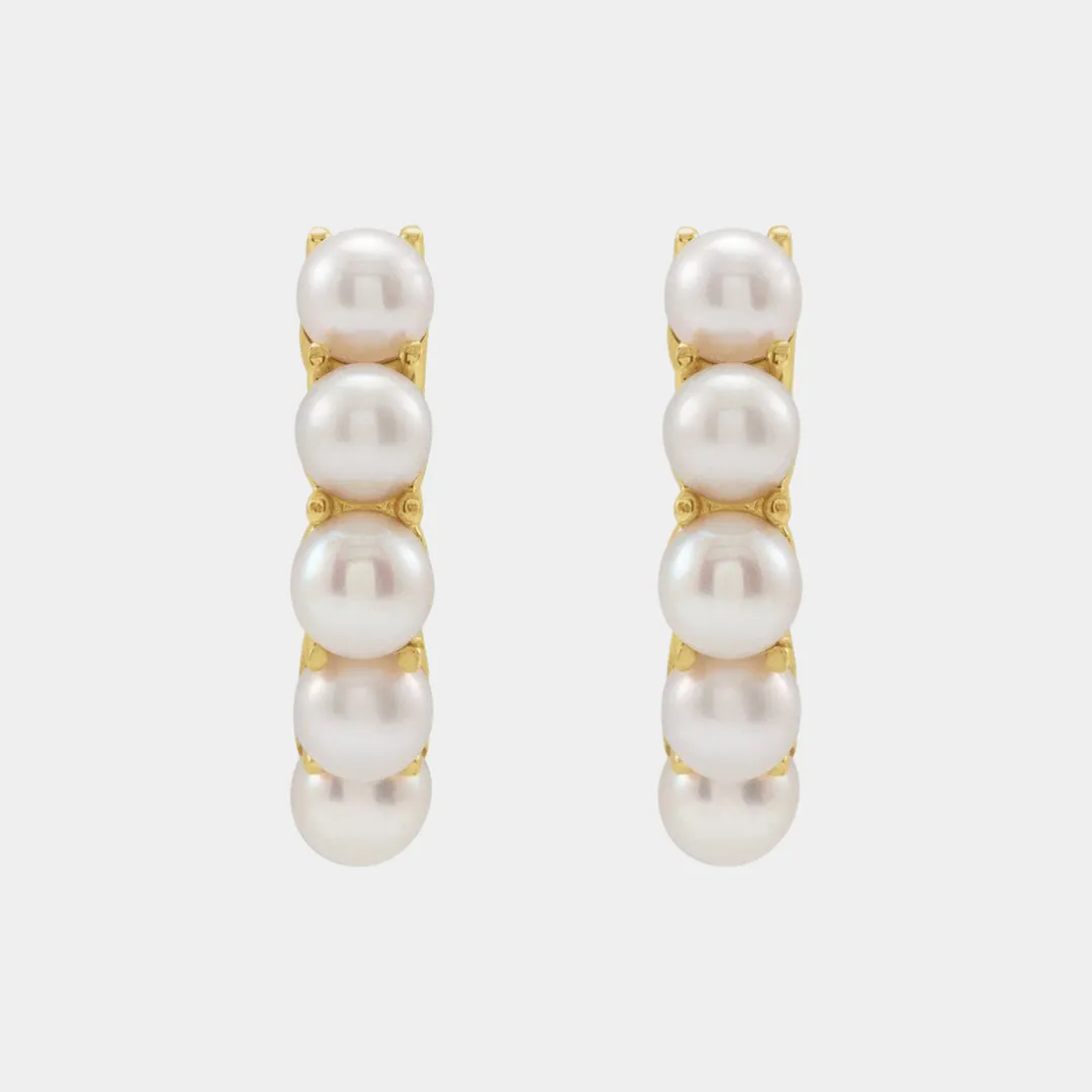 14K Freshwater Cultured Pearl Huggies