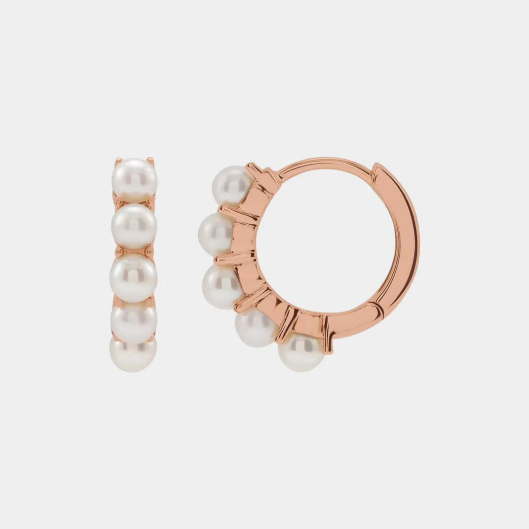 14K Freshwater Cultured Pearl Huggies