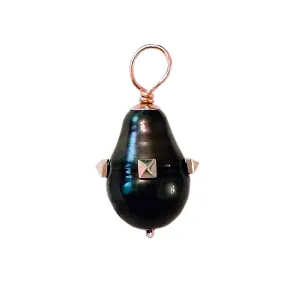 14K Gold Spiked Orbit Baroque Tahitian Cultured Pearl Pendant