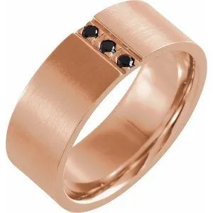 14K Rose .08 CTW Black Diamond Band with Satin Finish Size 10