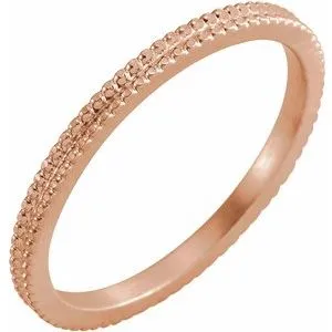 14K Rose 1.5mm Beaded Band Size 7