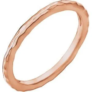 14K Rose 2 mm Hammered Stackable Ring Size 5