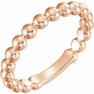 14K Rose 3 mm Stackable Bead Ring