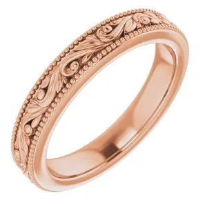 14K Rose 3.2 mm Scroll Band Size 5