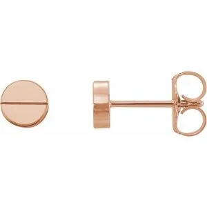 14K Rose 4.9 mm Geometric Friction Closure Earrings