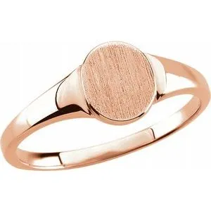 14K Rose 7x6 mm Oval Signet Ring Size 4