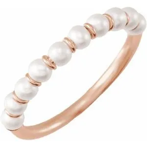 14K Rose Cultured Freshwater Pearl Ring Size 7