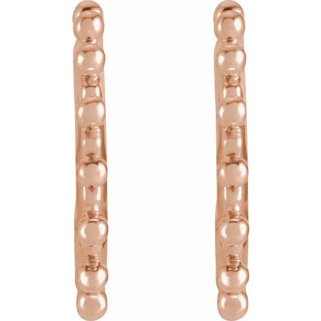 14K Rose Gold 12.12 mm Beaded Huggie Earrings