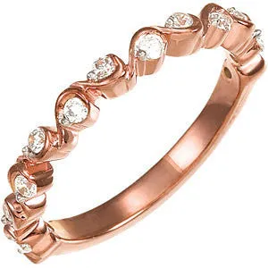 14k Rose Gold 1/4 CTW Diamond Anniversary Band, Size 7