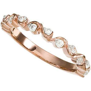14k Rose Gold 1/4 CTW Diamond Anniversary Band, Size 7
