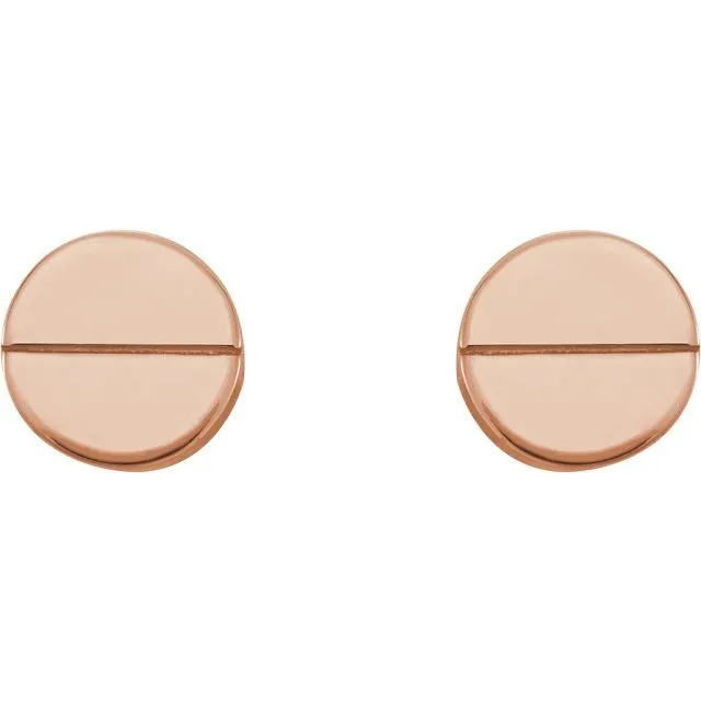 14K Rose Gold 4.9 mm Geometric Friction Closure Earrings