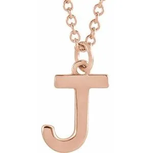 14K Rose Initial J Dangle 16" Necklace