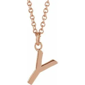 14K Rose Initial Y Dangle 18" Necklace