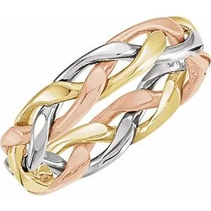 14K Tri-Color 4.75 mm Woven Band Size 8