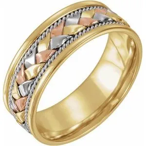 14K Tri-Color 8 mm Woven Band Size 12