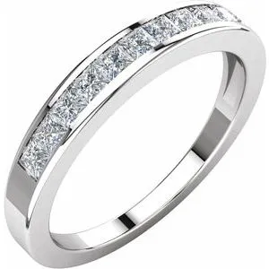 14K White 1/2 CTW Diamond Anniversary Band Size 6.5