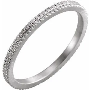 14K White 1.5mm Beaded Band Size 6.5