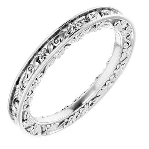 14K White 2.5 mm Floral-Inspired Band Size 6.5