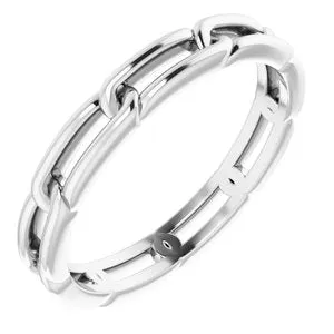14K White 3 mm Link Band Size 7