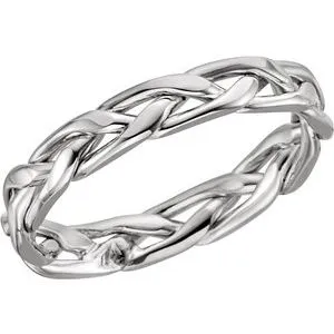 14K White 3.75 mm Woven-Design Band Size 9
