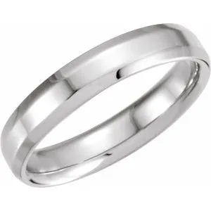 14K White 4 mm Beveled-Edge Band Size 11