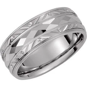 14K White 6 mm Design Band Size 10