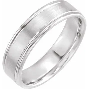 14K White 6 mm Grooved Band Size 13.5