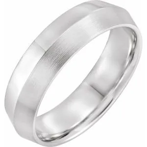 14K White 6 mm Knife-Edge Band with Satin Finish Size 9