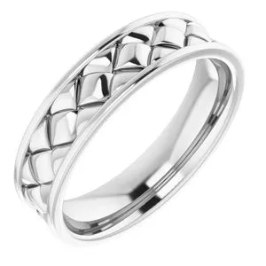 14K White 6 mm Woven-Design Band   Size 11