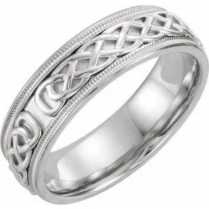14K White 7 mm Celtic-Inspired Band Size 11