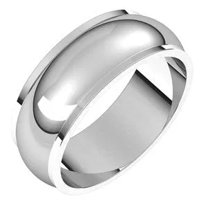 14K White 7 mm Half Round Edge Band Size 13.5