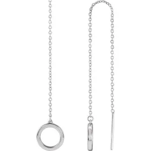 14K White Gold Geometric Chain Earrings