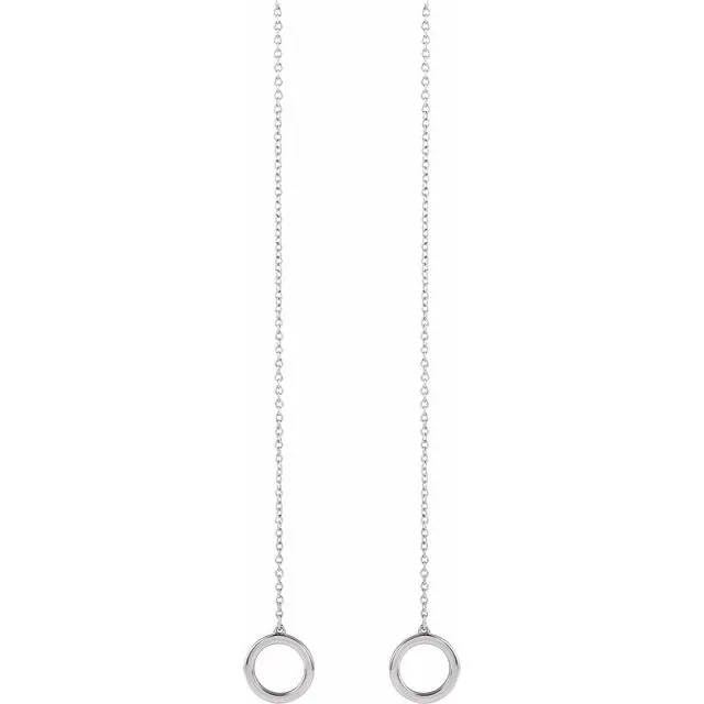 14K White Gold Geometric Chain Earrings