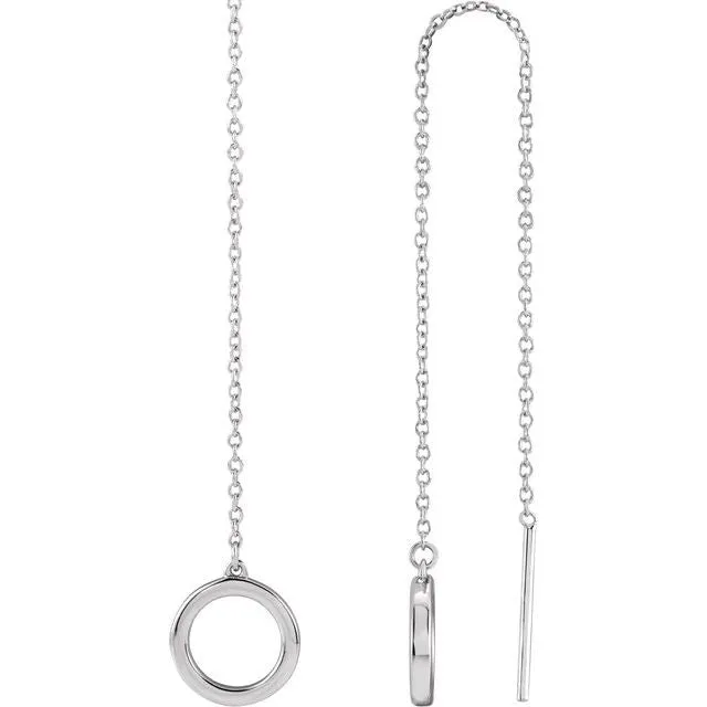 14K White Gold Geometric Chain Earrings