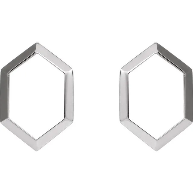 14K White Gold Geometric Drop Earrings