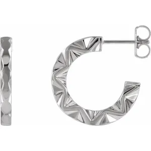 14K White Gold Geometric Hoop Earrings