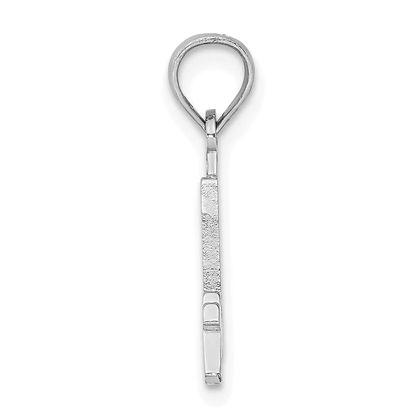 14K White Gold Polished Finished Block Script Design Number 4 Charm Pendant