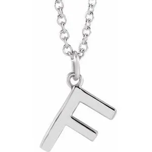14K White Initial F Dangle 16" Necklace