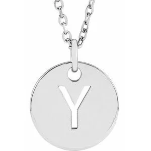 14K White Initial Y 16-18" Necklace