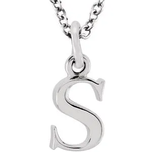 14K White Lowercase Initial s 16" Necklace