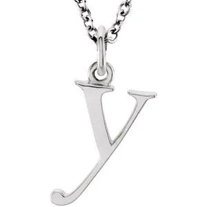 14K White Lowercase Initial y 16" Necklace